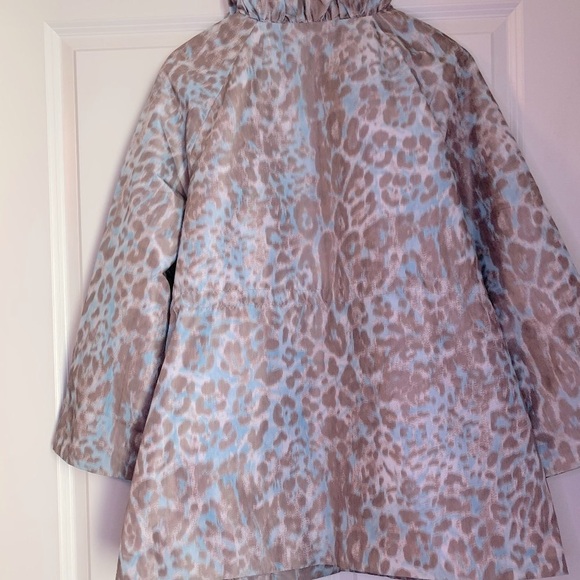 Simonton Says by George Simonton, Blue/Brown Leapard Print Raincoat, Size L - Picture 7 of 9
